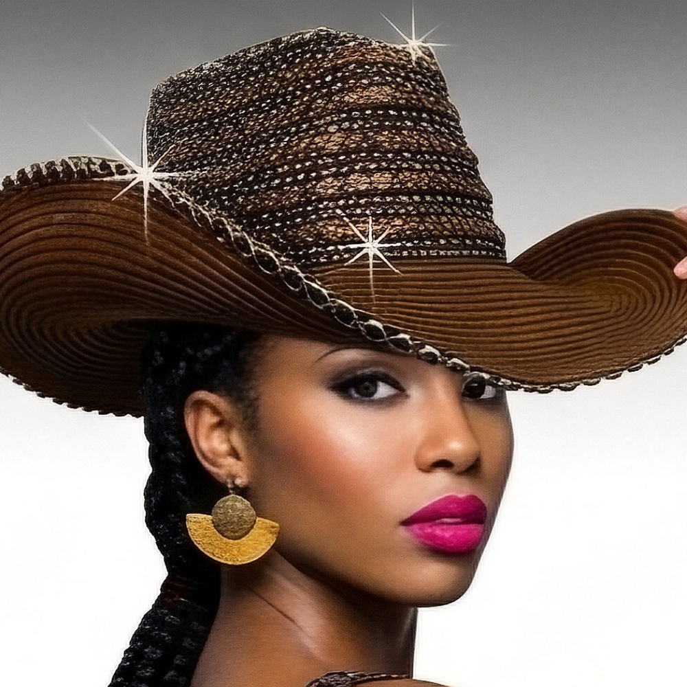 Beloved Millinery Exquisite Brown Couture Handmade Pave Jeweled Cowboy Hat NWT